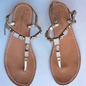 Azzurra Capri Swarvoski Crystals Flat Strap Sandals